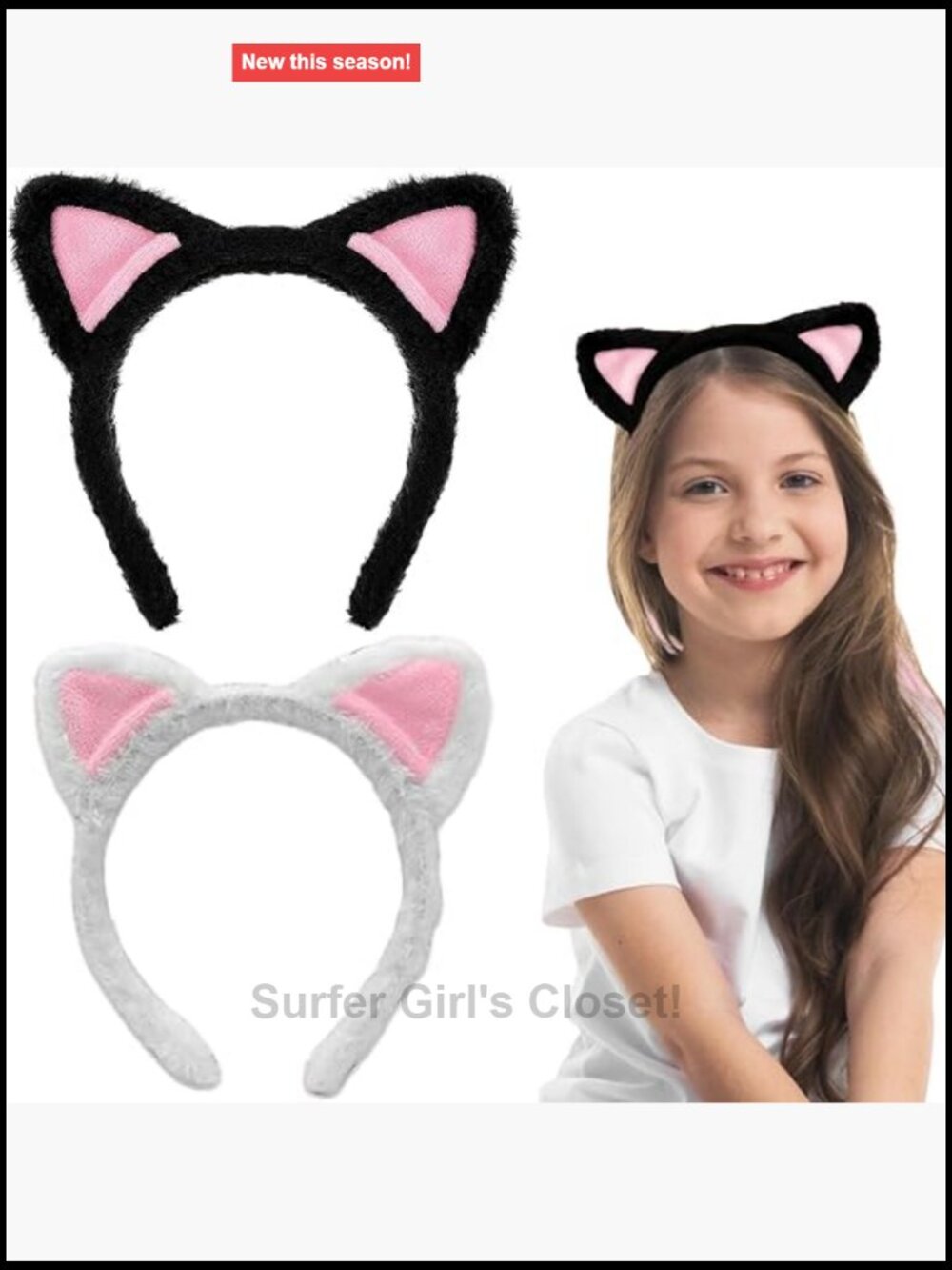 Plush Cat Ear Headbands for Women Halloween Cosplay Spa Party 2 Pack